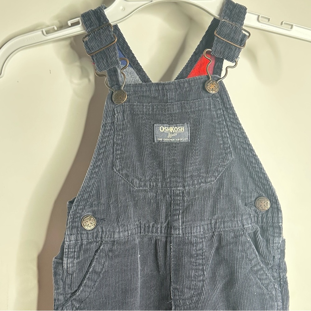 Oshkosh B'gosh Boys Jersey-Lined Corduroy Overalls Infant 12M Navy - Picture 3 of 7